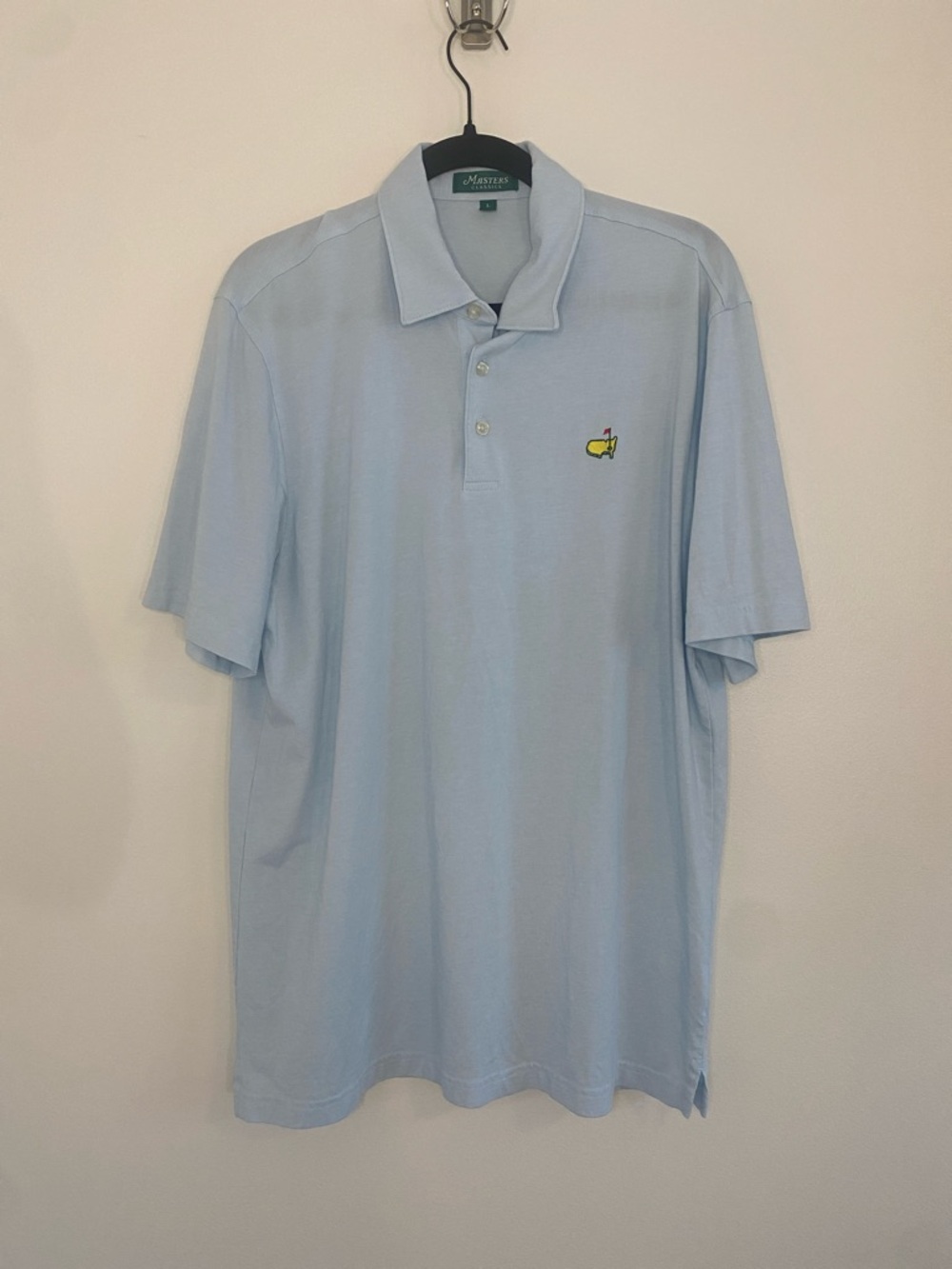 Masters Classic Light Blue Men's Golf Polo Shirt Logo Large